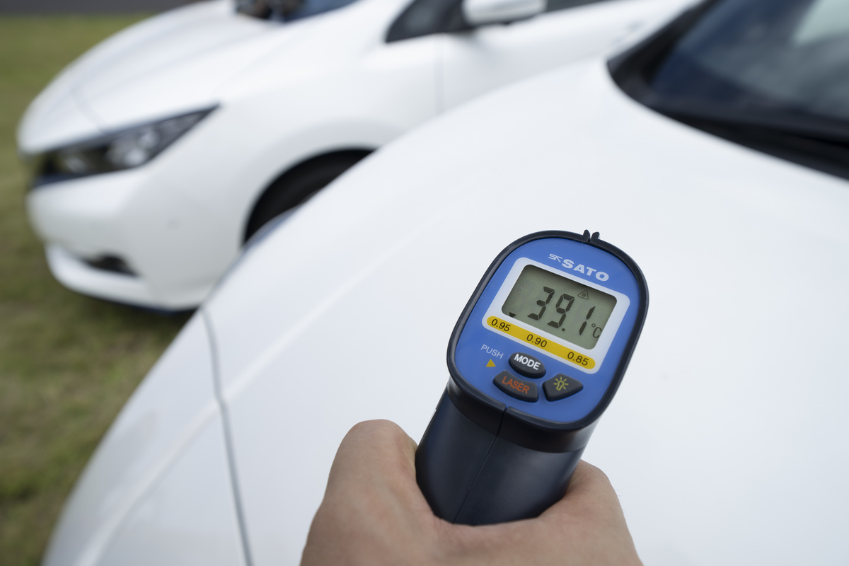 Thermometer showing temperature from a car